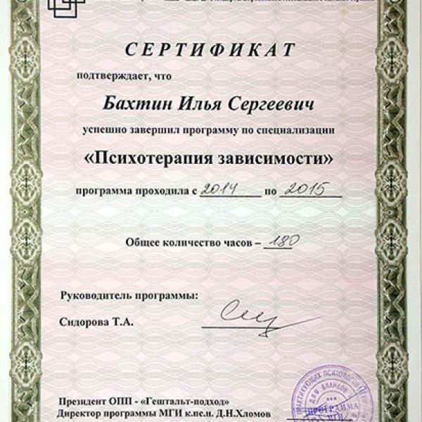Илья Сергеевич Бахтин дипломы